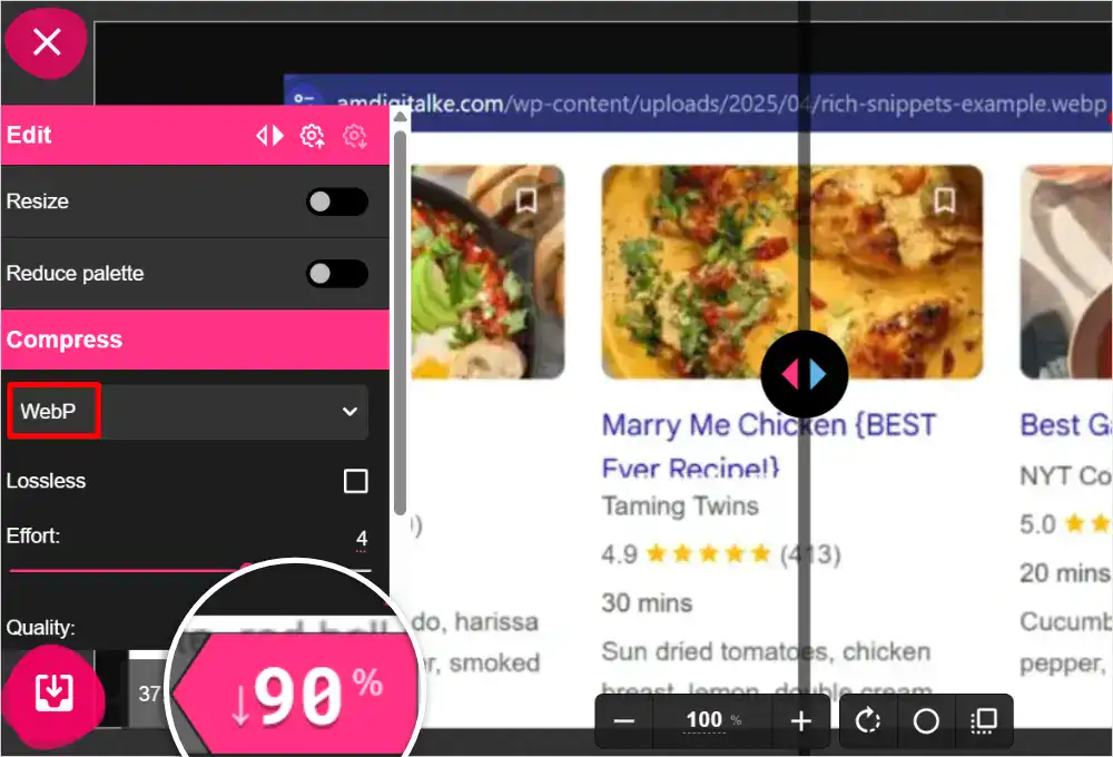 screenshot of squoosh app compress image to webp » AM Digital KE screenshot of squoosh app compress image to webp