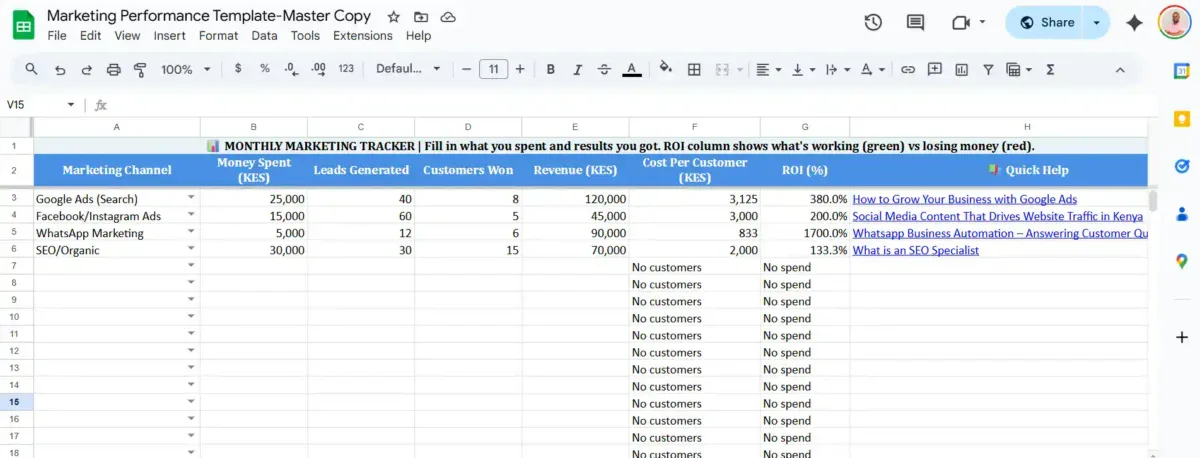 free marketing template kenya