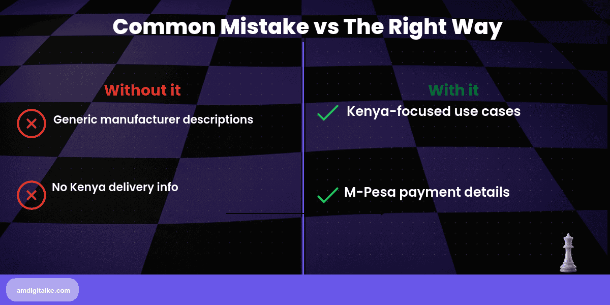 product page optimisation selling and ranking-before-after