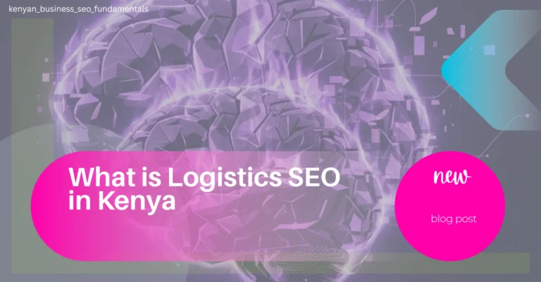 A logistics truck on a Kenyan highway with a smartphone overlay showing Google search results for "cargo services near me," representing how digital visibility drives business for freight and shipping companies in Kenya.