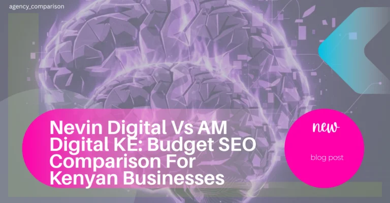 A split-screen style graphic showing two paths for a Kenyan business owner choosing an SEO agency, one path marked with a low price tag and thin results, the other marked with a documented strategy and steady growth, representing the decision between Nevin Digital and AM Digital KE.